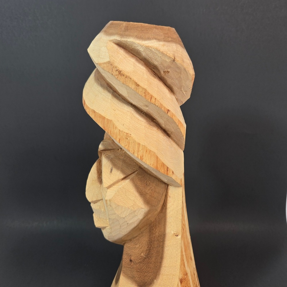 Vintage Winston Nassau Bahamas Hand Carved Wood Bust Sculpture Turban  13.5" - Picture 7 of 14